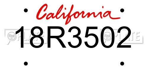 18R3502 California License Plate