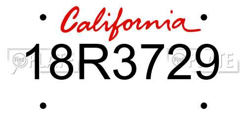 18R3729 California License Plate