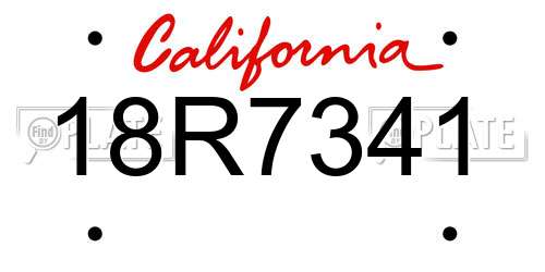 18R7341 California License Plate