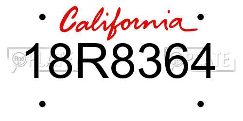 18R8364 California License Plate