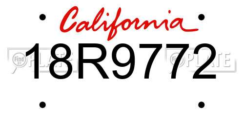 18R9772 California License Plate