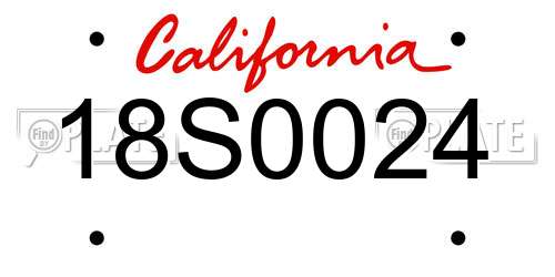 18S0024 California License Plate