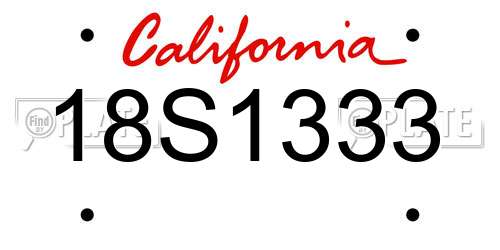 18S1333 California License Plate