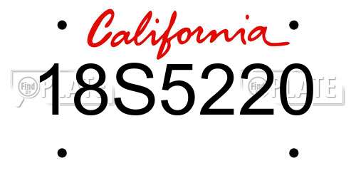 18S5220 California License Plate