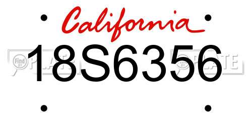 18S6356 California License Plate