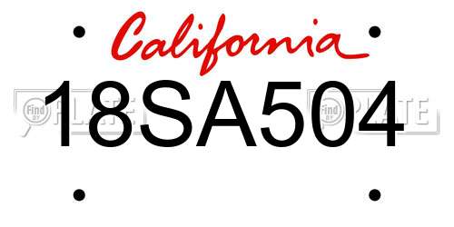 18SA504 California License Plate
