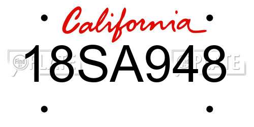 18SA948 California License Plate