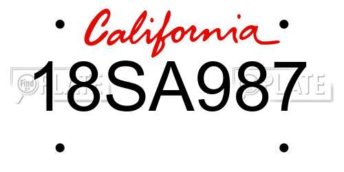 18SA987 California License Plate