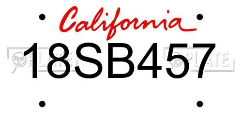 18SB457 California License Plate