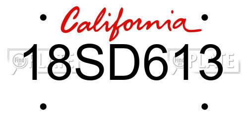 18SD613 California License Plate