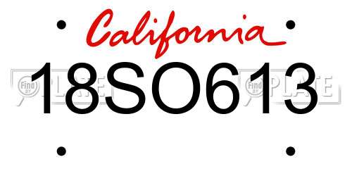 18SO613 California License Plate