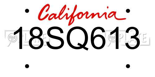 18SQ613 California License Plate
