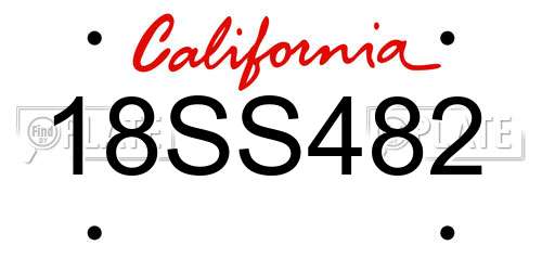 18SS482 California License Plate