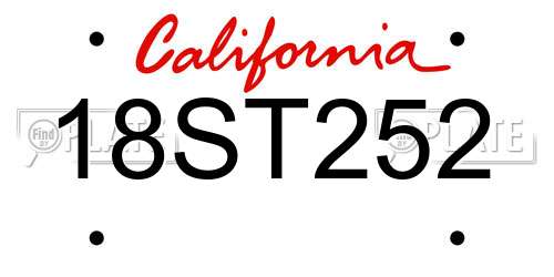18ST252 California License Plate