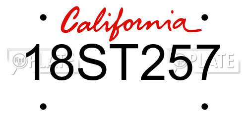 18ST257 California License Plate