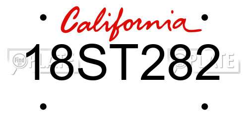 18ST282 California License Plate
