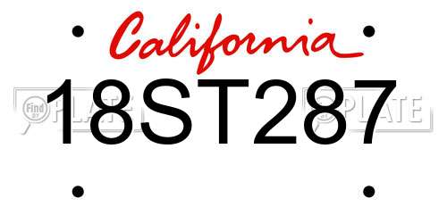 18ST287 California License Plate