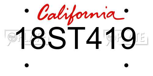 18ST419 California License Plate