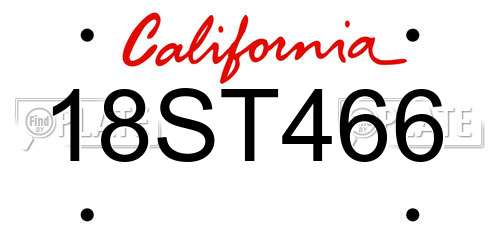 18ST466 California License Plate