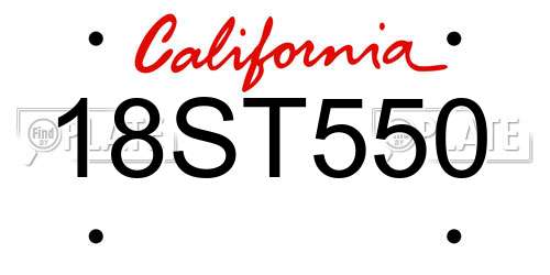 18ST550 California License Plate