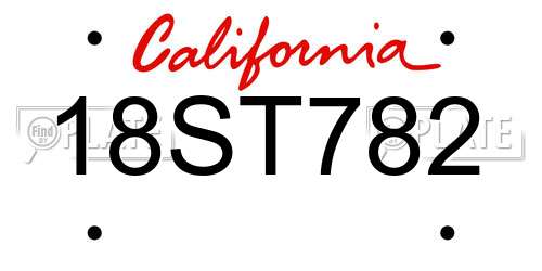 18ST782 California License Plate