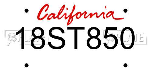 18ST850 California License Plate