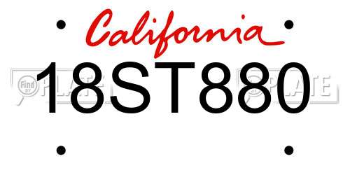 18ST880 California License Plate