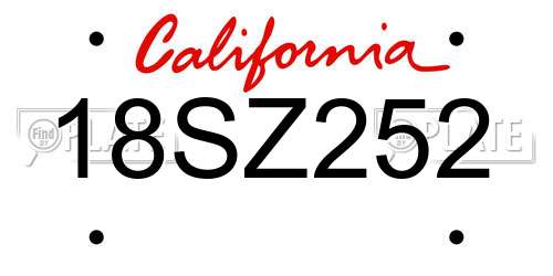 18SZ252 California License Plate