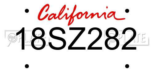 18SZ282 California License Plate