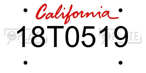 18T0519 California License Plate