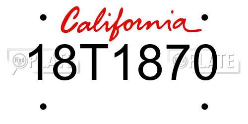 18T1870 California License Plate
