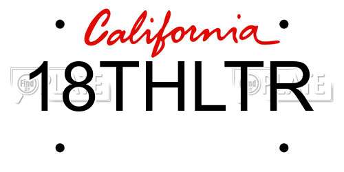 18THLTR California License Plate