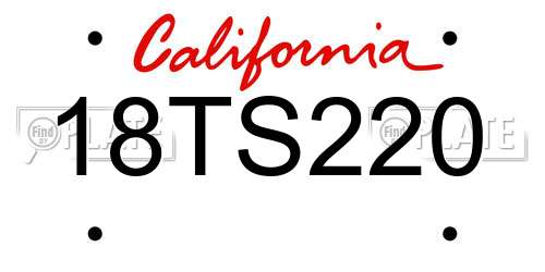 18TS220 California License Plate