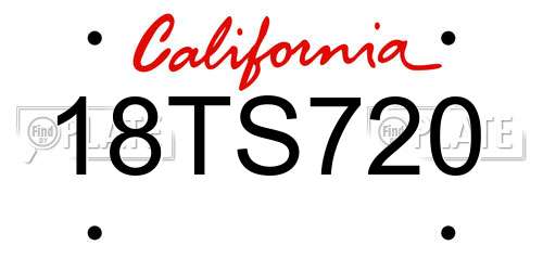 18TS720 California License Plate