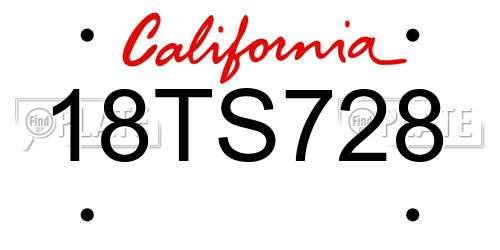 18TS728 California License Plate
