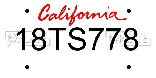 18TS778 California License Plate