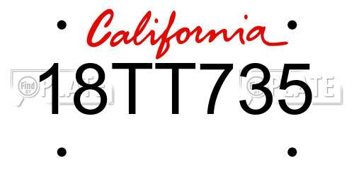 18TT735 California License Plate