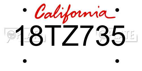 18TZ735 California License Plate