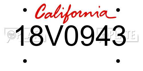 18V0943 California License Plate