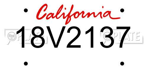 18V2137 California License Plate