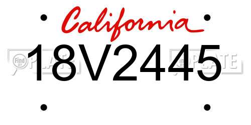 18V2445 California License Plate