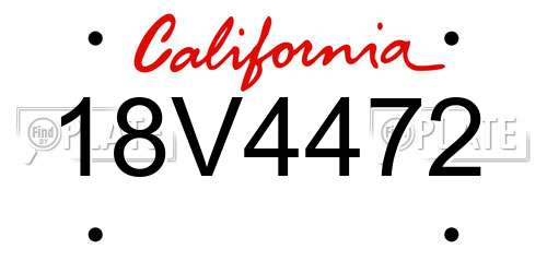 18V4472 California License Plate