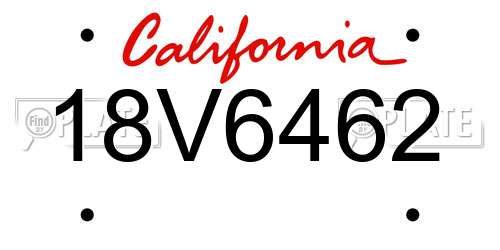 18V6462 California License Plate