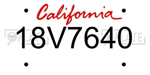 18V7640 California License Plate