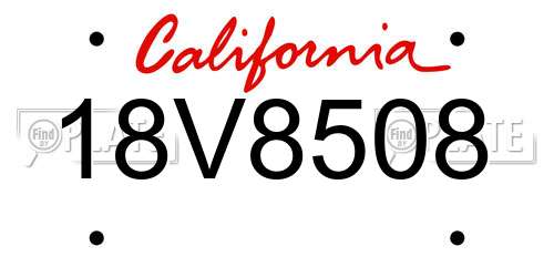 18V8508 California License Plate