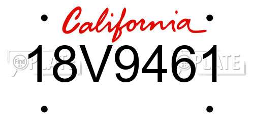 18V9461 California License Plate