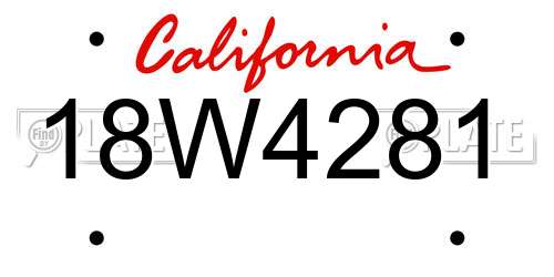 18W4281 California License Plate