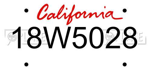 18W5028 California License Plate