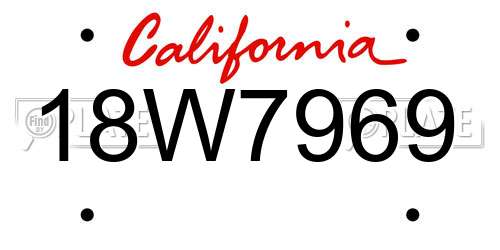 18W7969 California License Plate