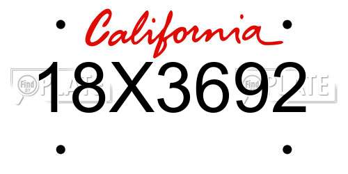 18X3692 California License Plate